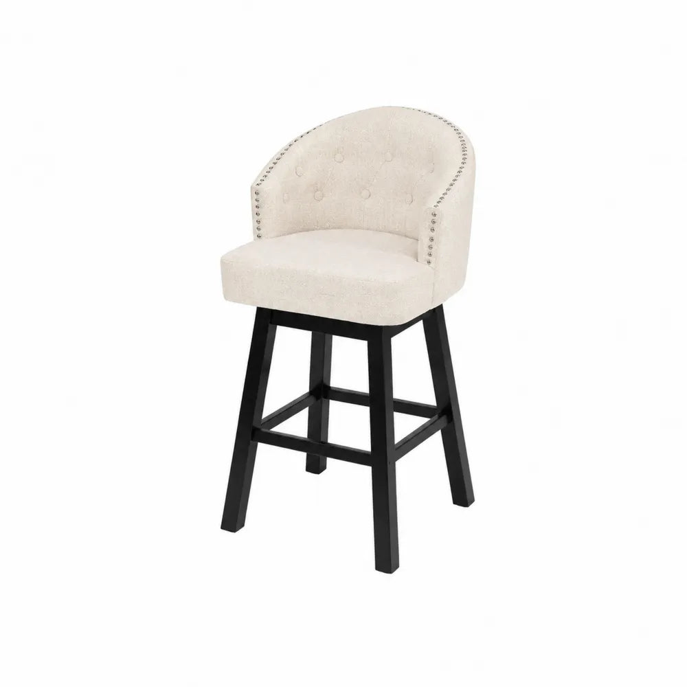 Barhocker Creme Polyester Massivholz 110cm