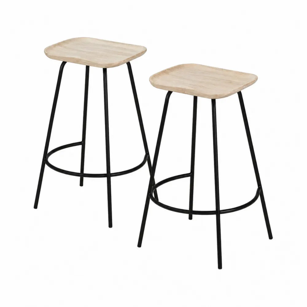 2er Set Barhocker Holzsitz Metallgestell 75 cm