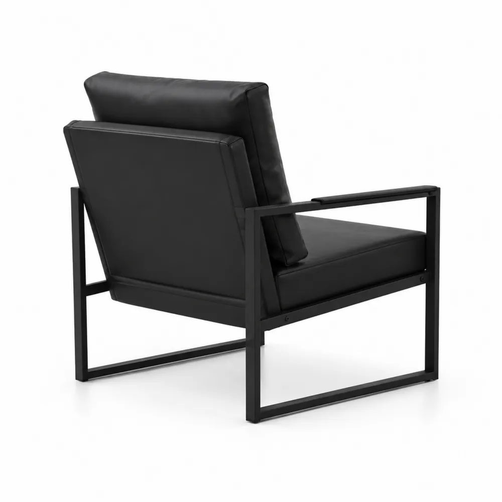Sessel aus Stahl und Kunstleder, Schwarz