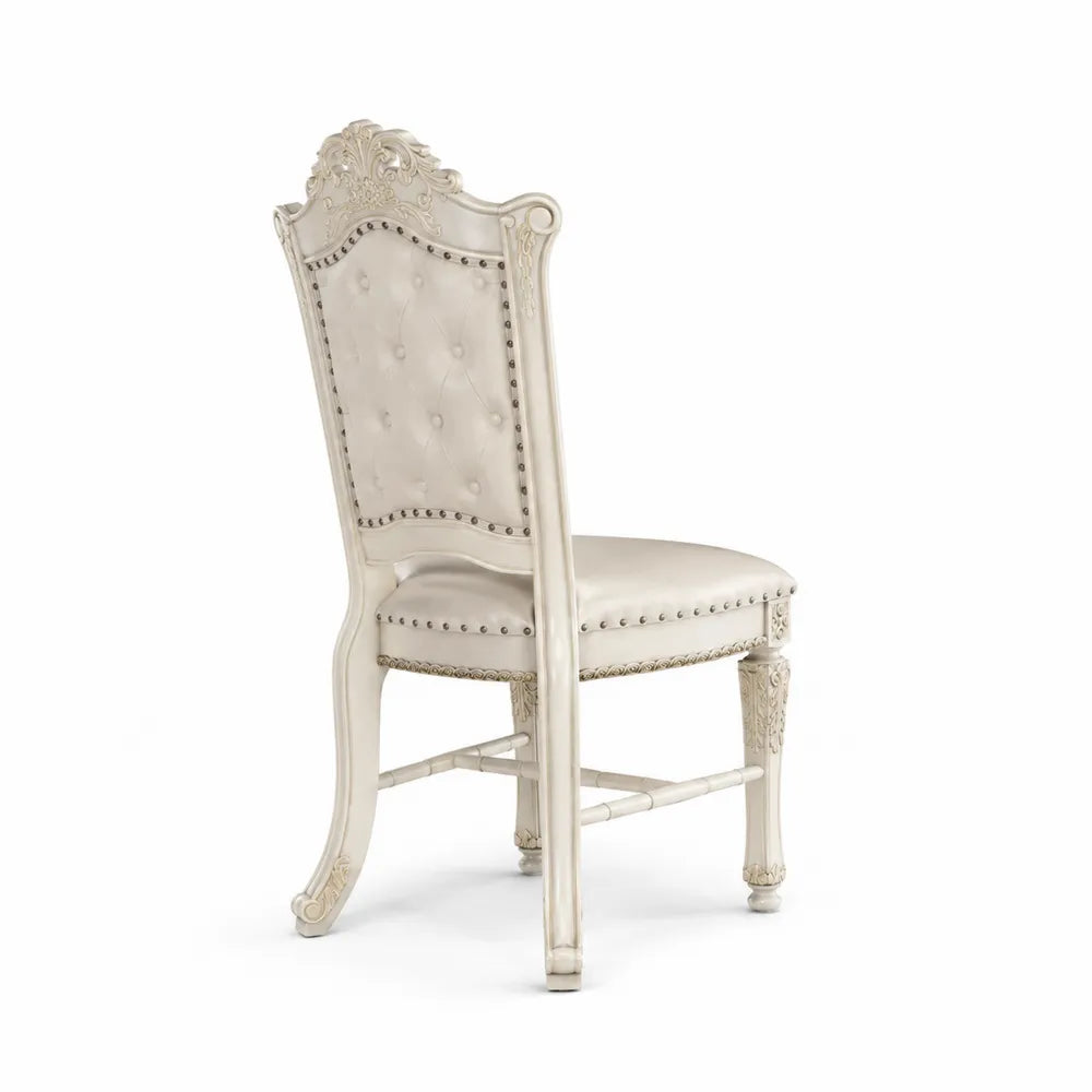 Esszimmerstuhl Massivholz PU-Leder Beige