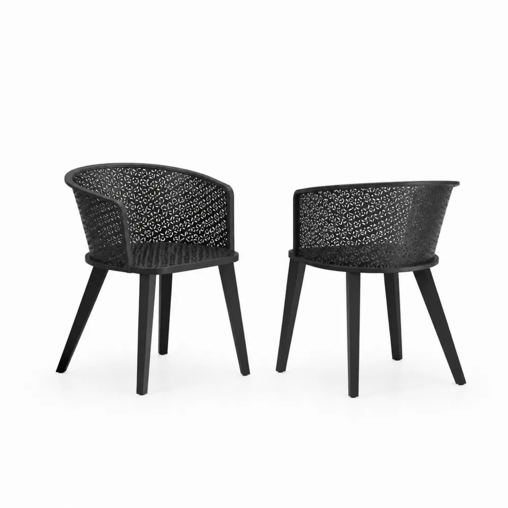 2er-Set Kunststoff-Gartenstühle in Schwarz