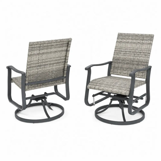 2er Set Gartenstühle mit Drehfunktion, Aluminium, Gewebe, Grau