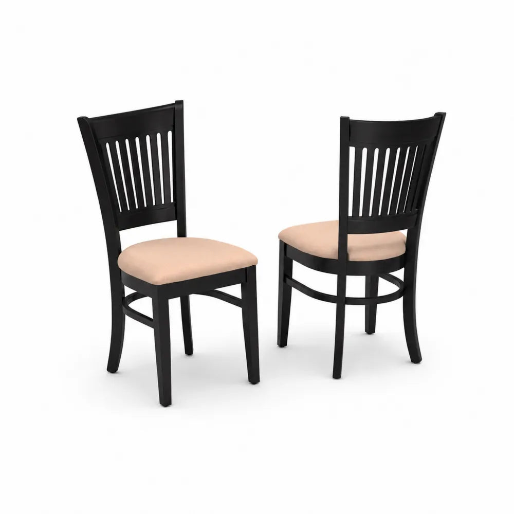 Esszimmerstuhl Set 2 Stück Holz Schwarz/Beige mit Polyesterpolsterung